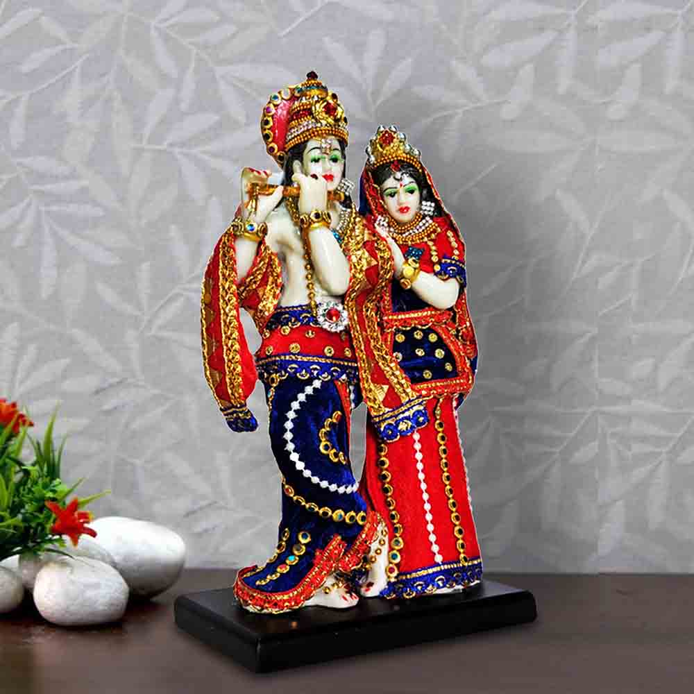 Multicolor Resin Radha Krishna Statue